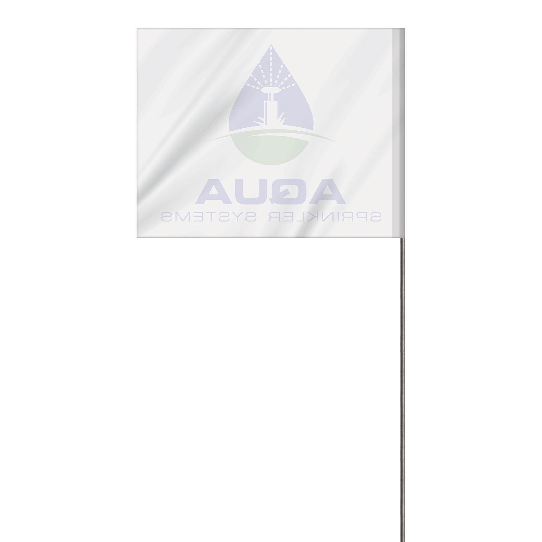 2-Color 4" x 5" Custom White High Gloss Polyethylene Marking Flag with 30" Wire Staff 2