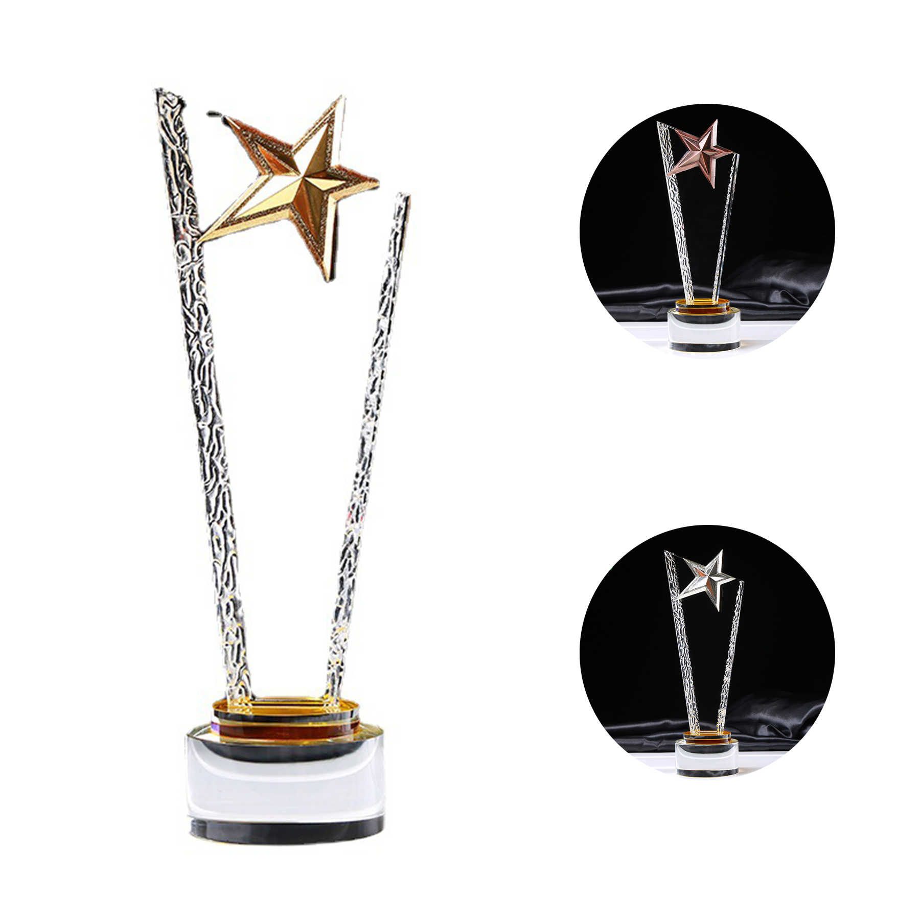 Engraved Crystal Trophy With Star On Top 4