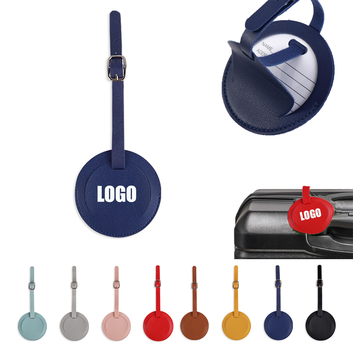 Round PU Leather Luggage Tags 2