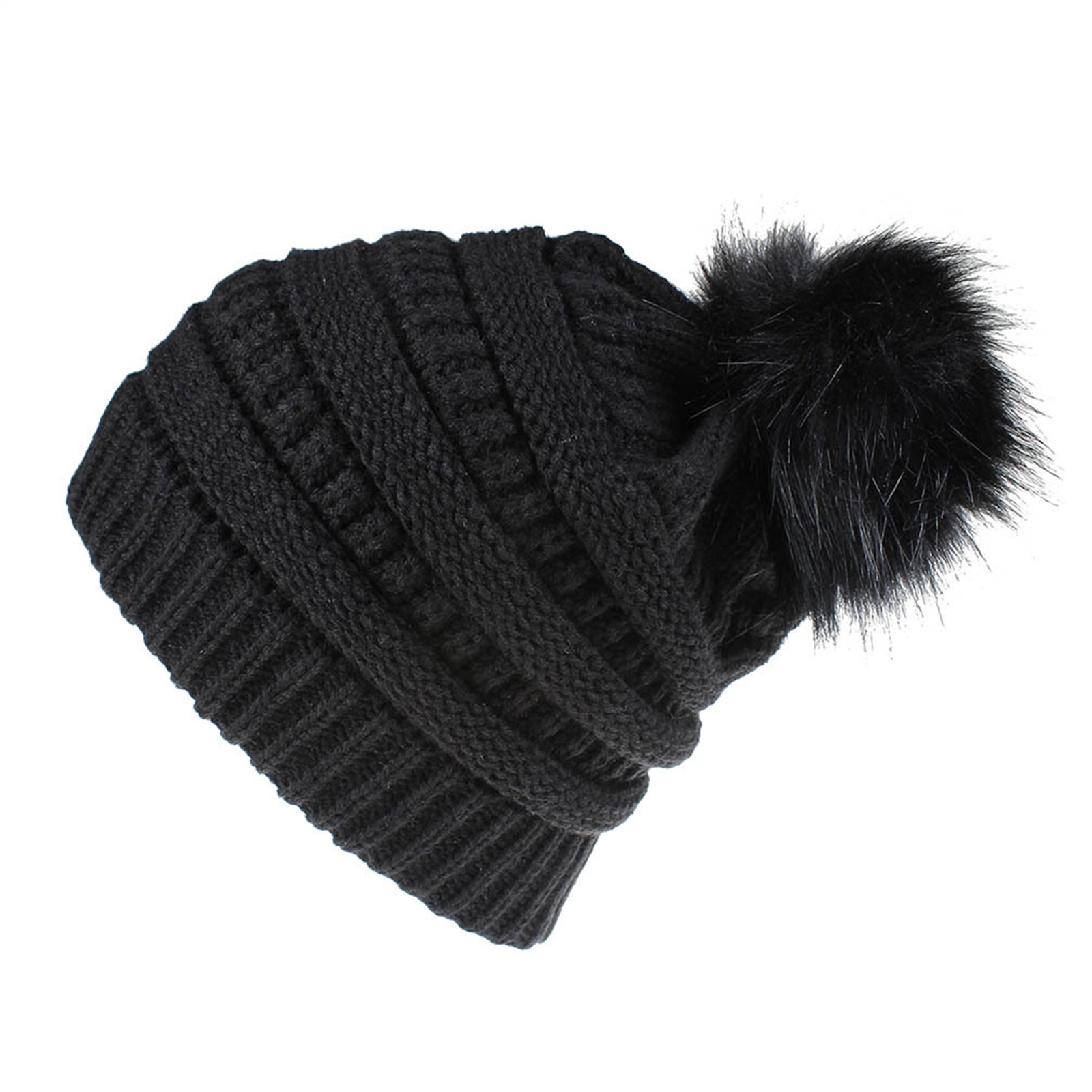 Custom Knitted Multiple Color Blend Pompom Beanie Winter Hat 8