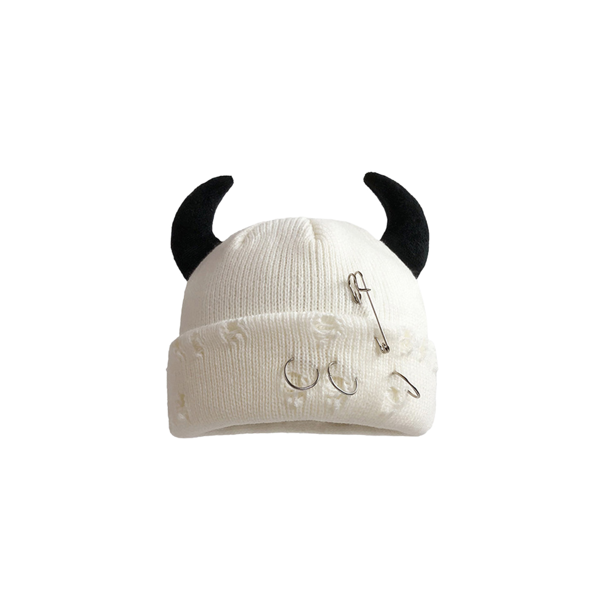 Custom Logo Horned Winter Knitted Hat 2