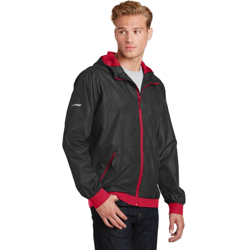 Sport-Tek Embossed Hooded Wind Jacket. 4