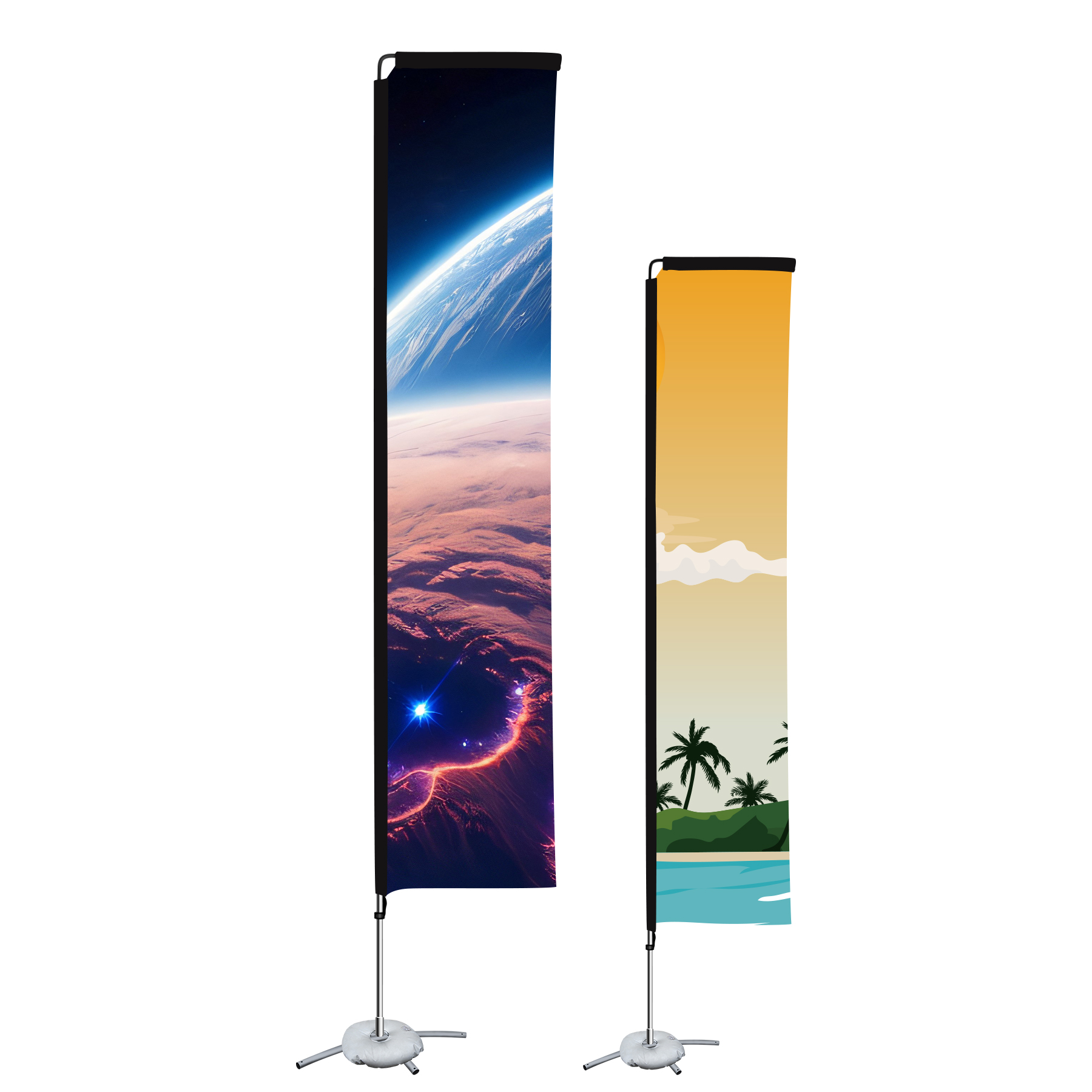 9ft Double Sided Printed Feather Beach Flag Kit W/ Cross Base & Water Bag 4