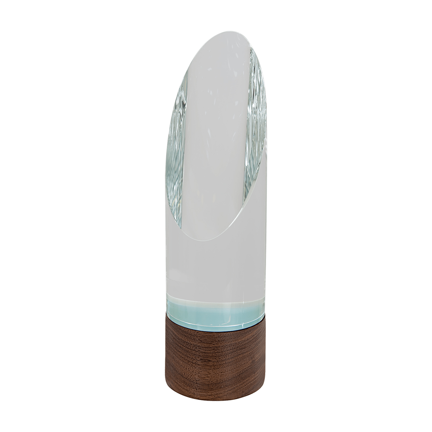 9 3/4" Cylinder Sierra Glass Award with Walnut Base 3