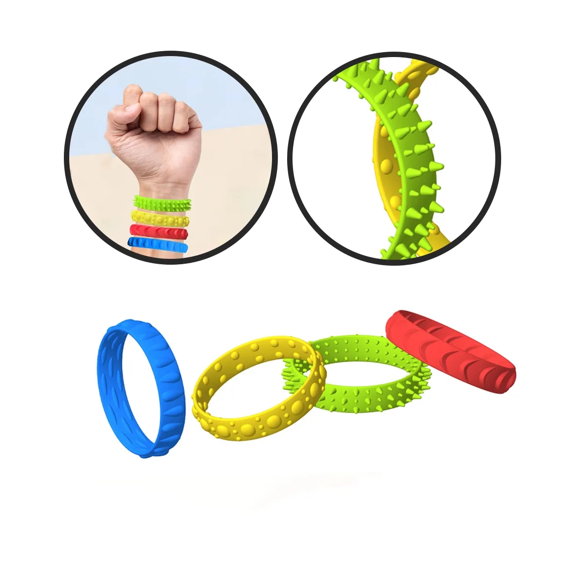 Sensory Fidget Bracelet Set With Textured Bands 4