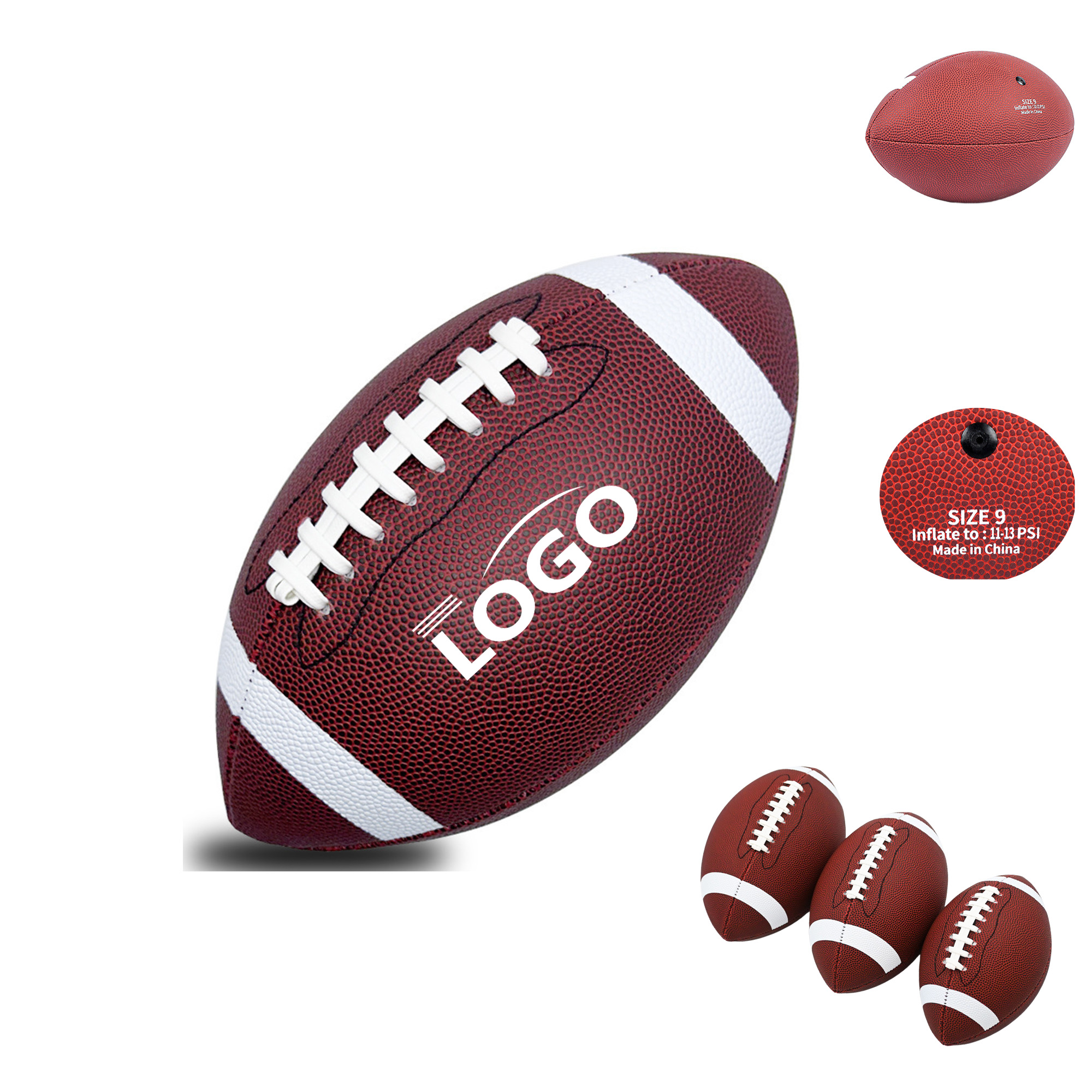 Size 9 Custom PU Full Size Rugby Ball 2
