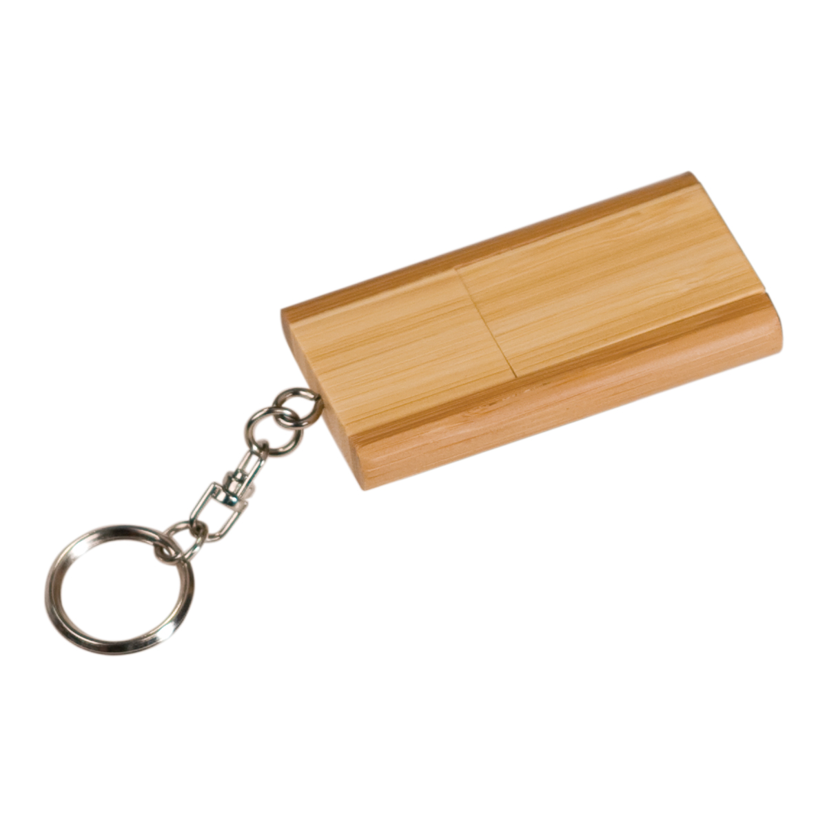 8GB 2-Tone Bamboo Flip Style USB Flash Drive w/Keychain 3