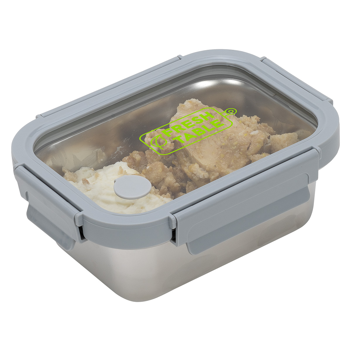 Heat 'N Eat Microwaveable Stainless Steel Lunch Box with Vented Glass Lid 1