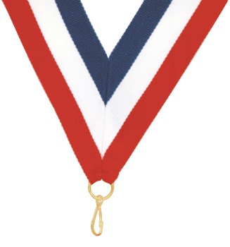 Red/White/Blue "V" Neck Ribbon with Clip, 1 1/2" wide 1