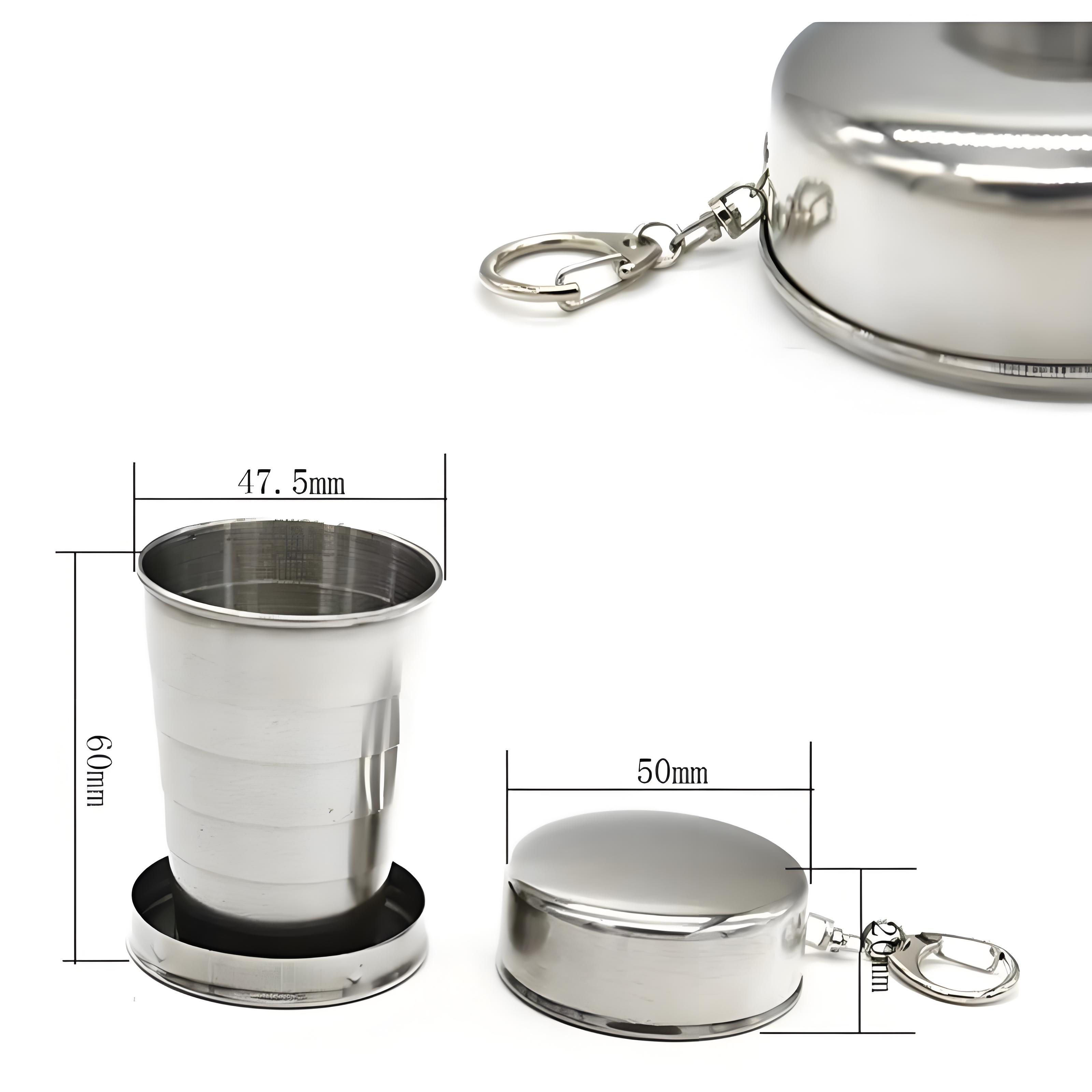 Collapsible Stainless Steel Travel Cup with Keychain 3
