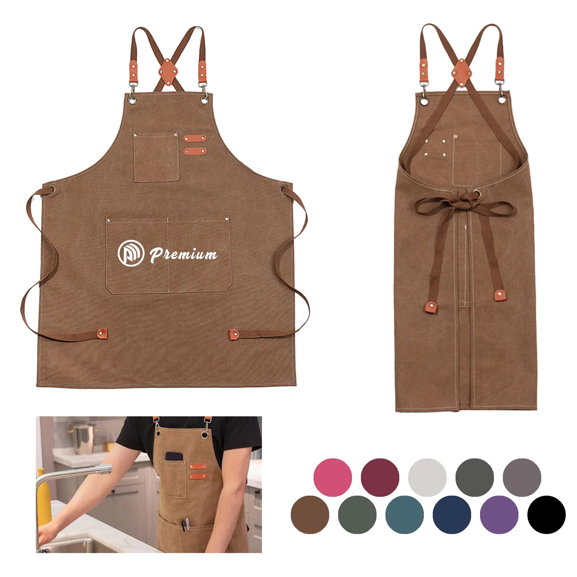 Cotton Denim Bib Chef Apron 3