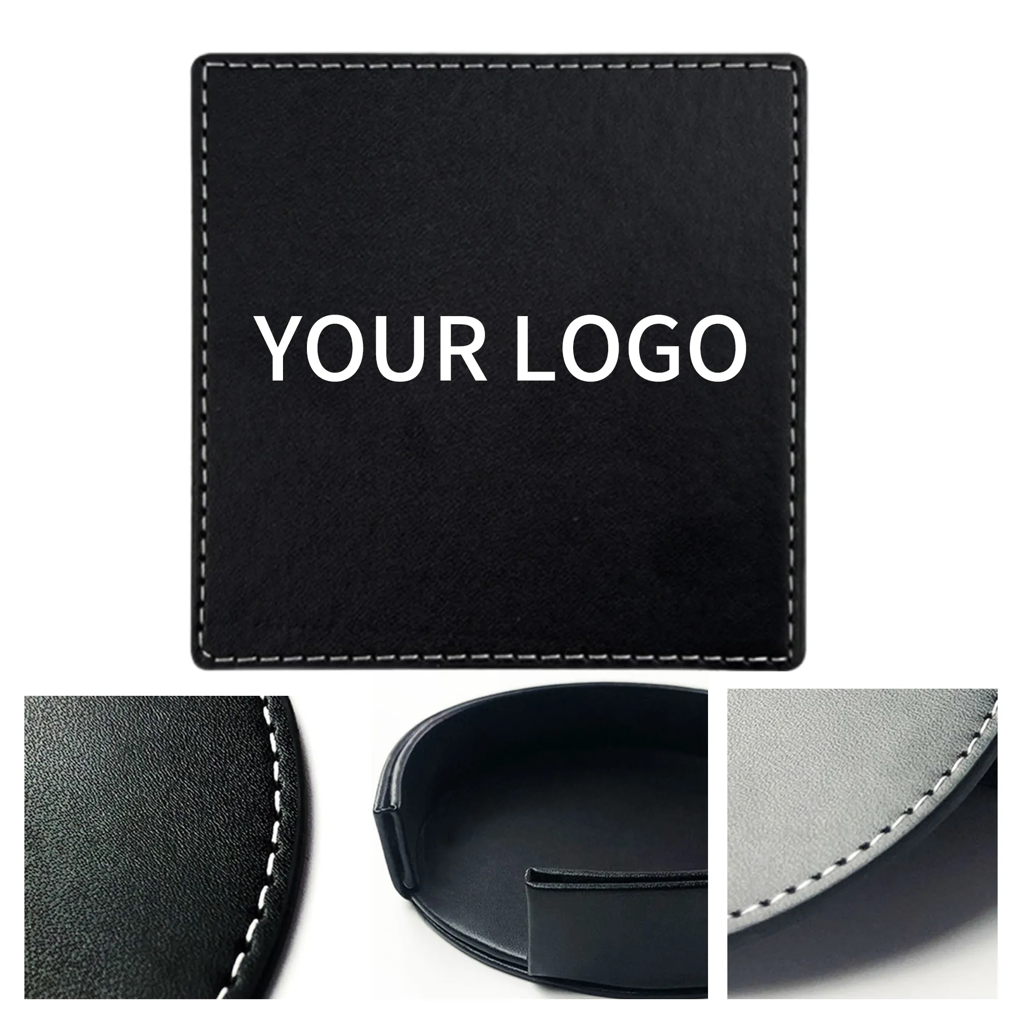 PU Leather Coaster with Stitching 5