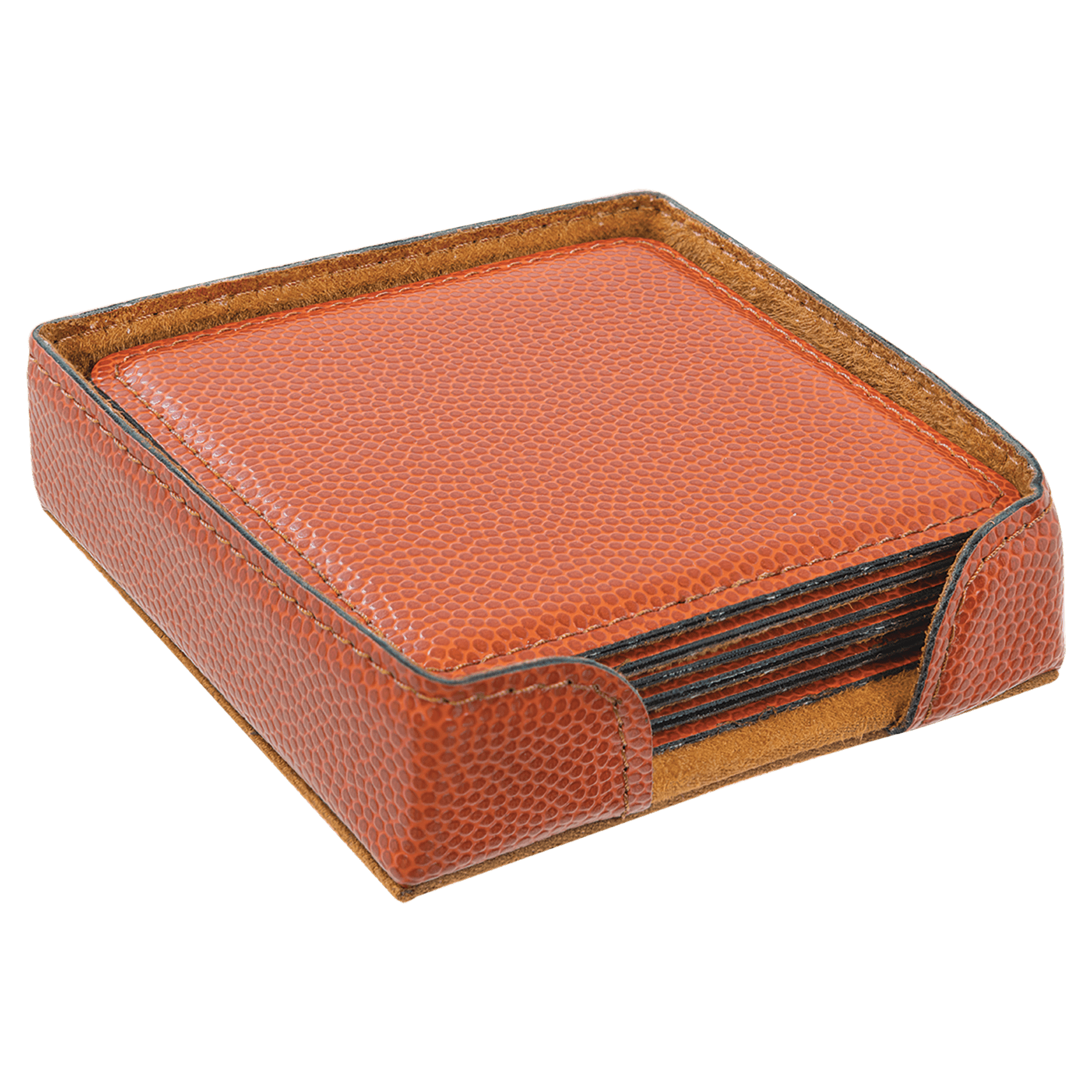 4" x 4" Basketball Square Leatherette 6-Coaster Set 3