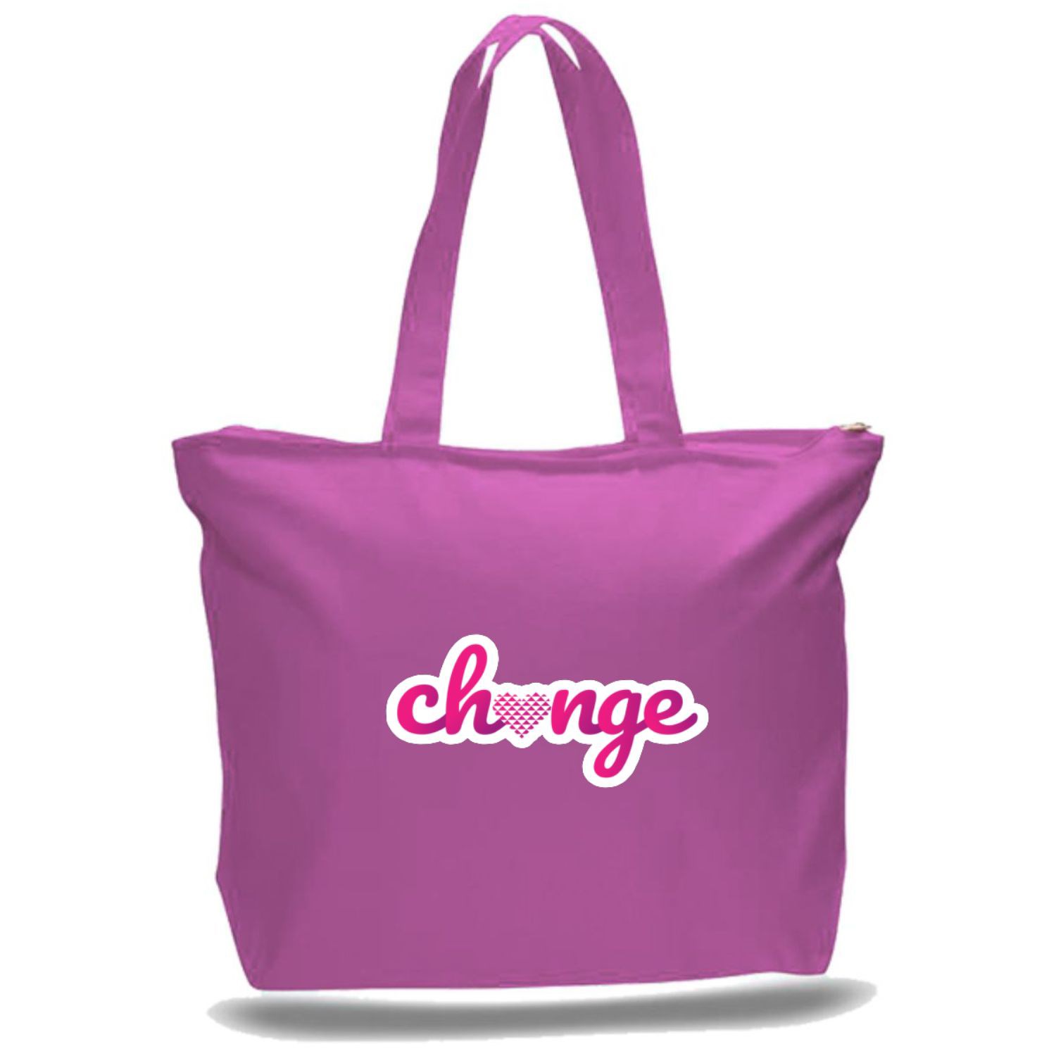 Cotton Canvas Jumbo Zipper Tote Bag USA Decorated (20" x 15") 4