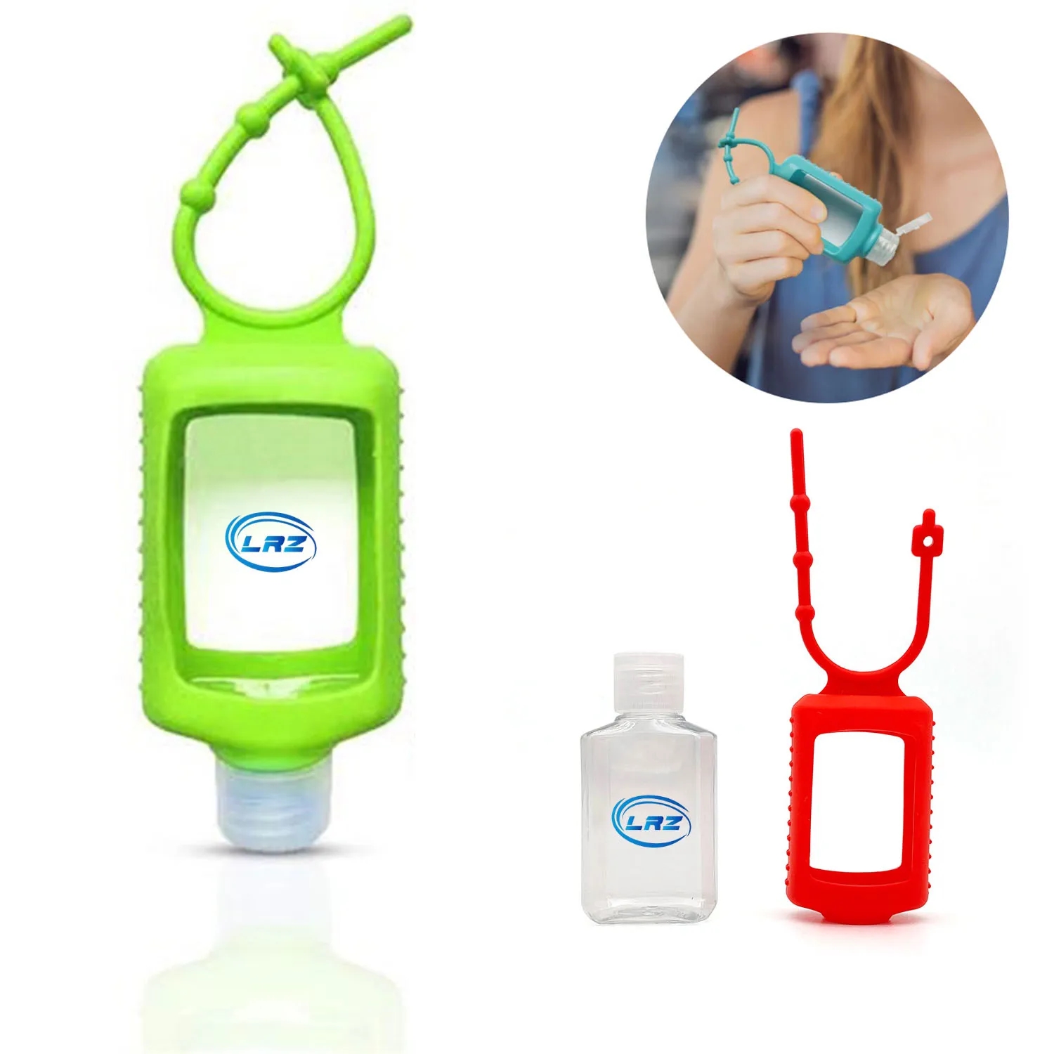 2 Oz. Silicone Sleeve Keychain Holder With Hand Sanitizer 3