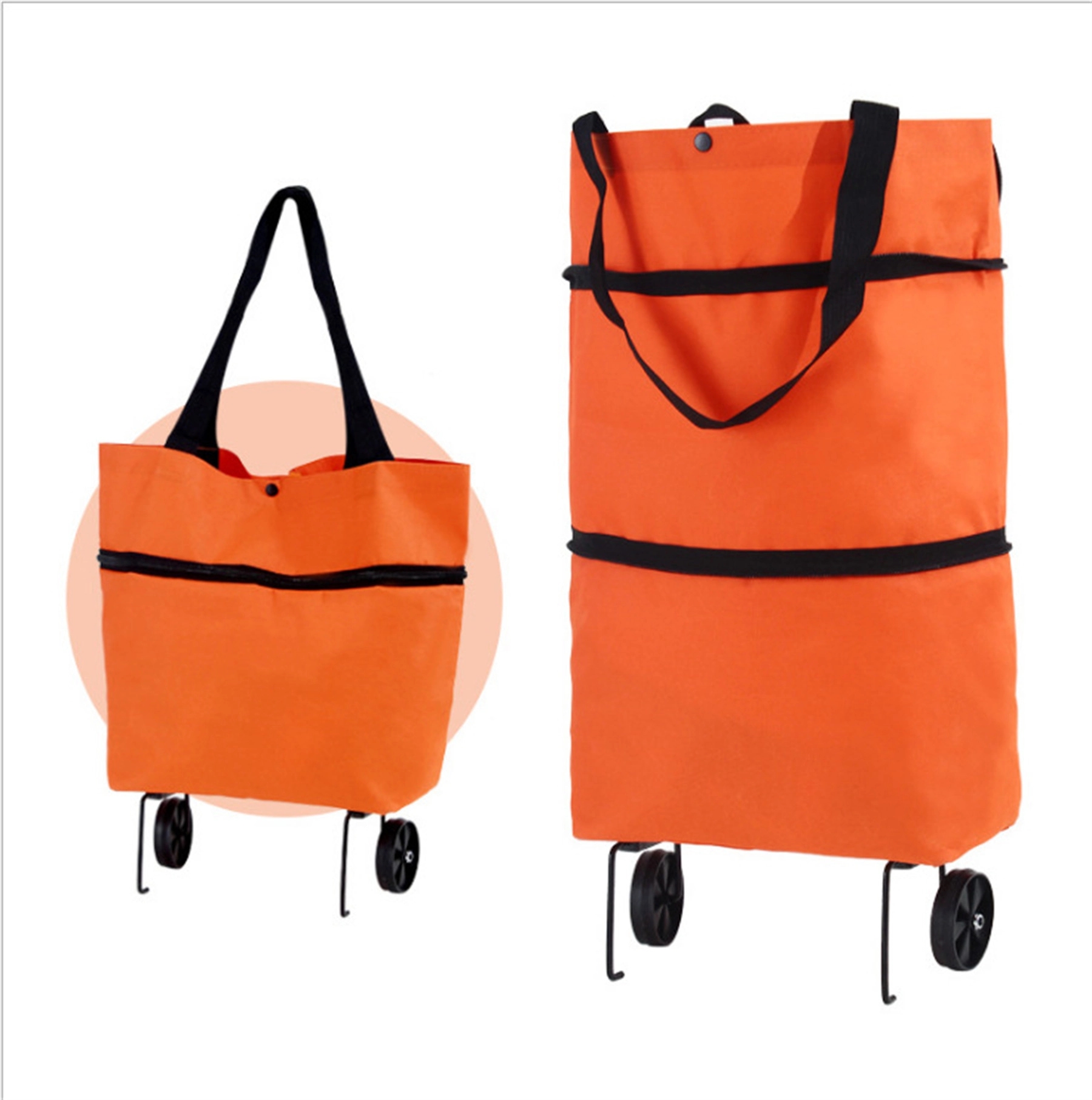 Custom Foldable Tote Shopping Bag with Wheels 2