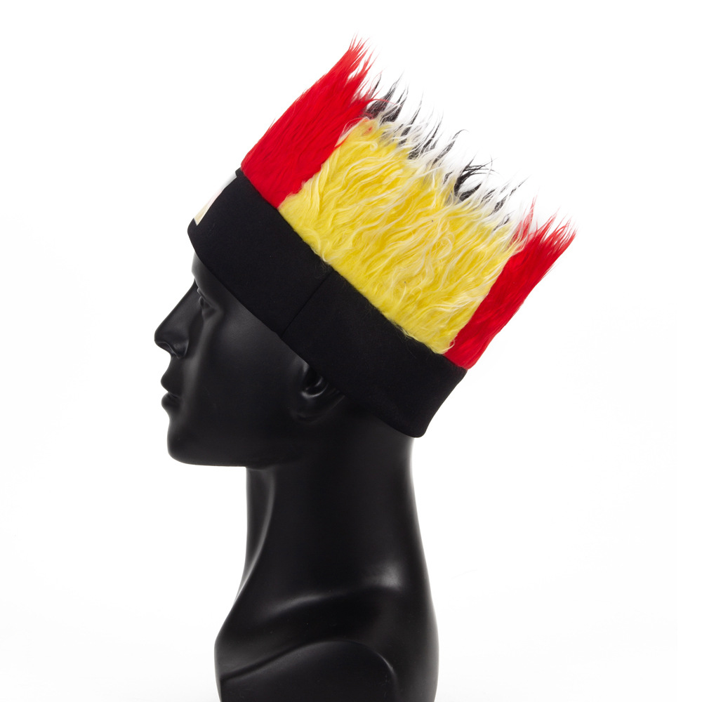 Qatar World Cup National Flag Football Fans Wig 4
