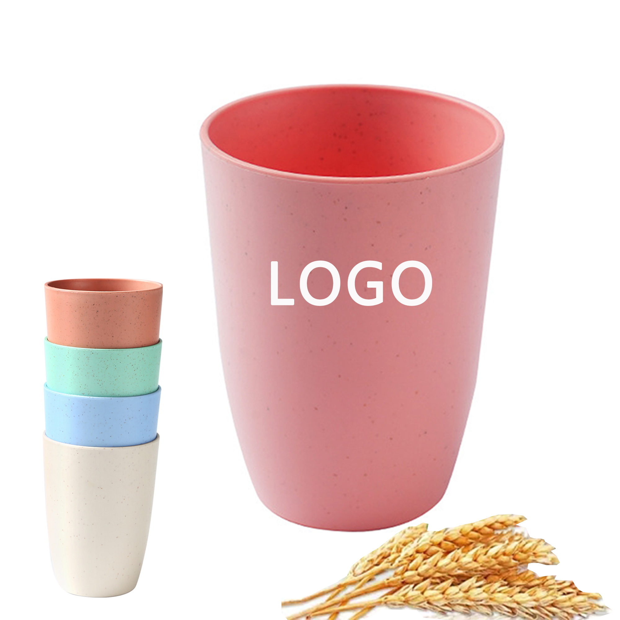 12oz Reusable Wheat Straw Cup High Temperature Resistant 6