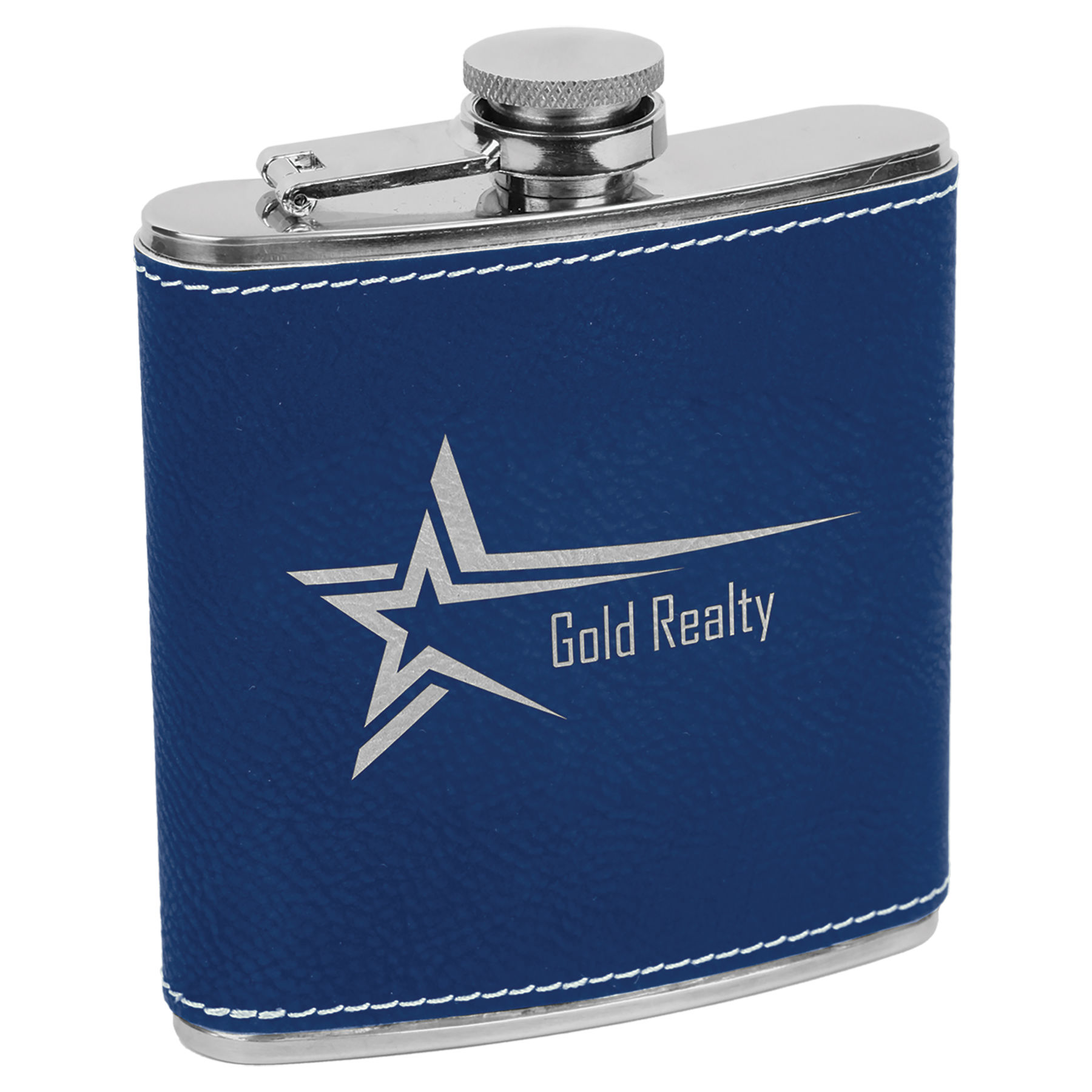 Laser Engraved Leatherette Stainless Steel 6oz Flask 11