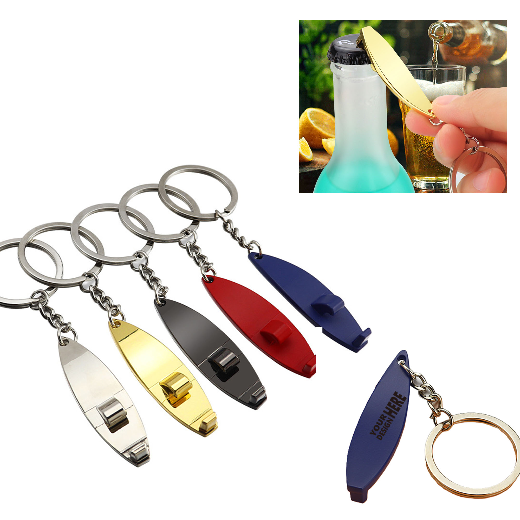 MOQ50 Surfboard Bottle Opener Keychain Business Gifts 2
