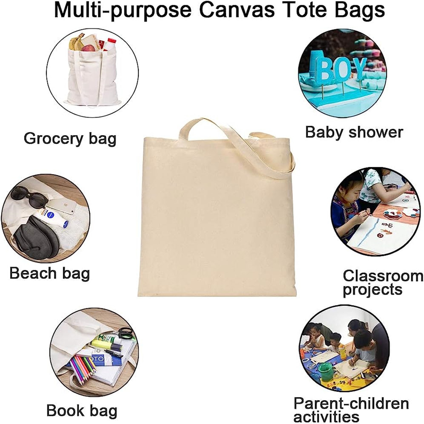 Customizable Canvas Bag, custom tote bag with logo imprint 4