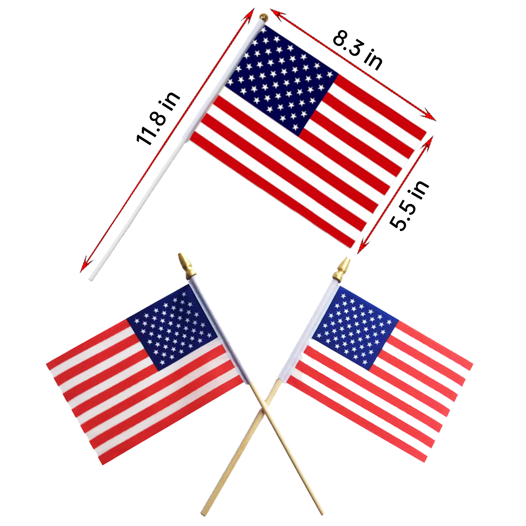 Outdoor 5.6"x8.3" American Flag Small With Plastic Stick 3