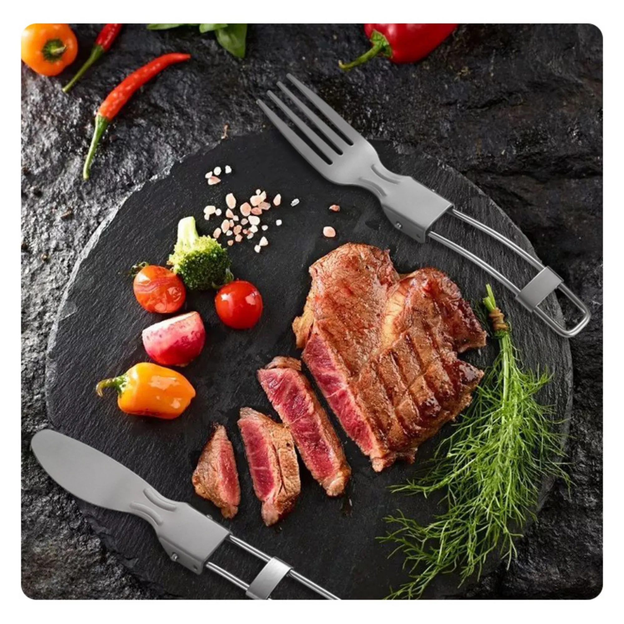 Titanium Stainless Camping Cutlery Set 6