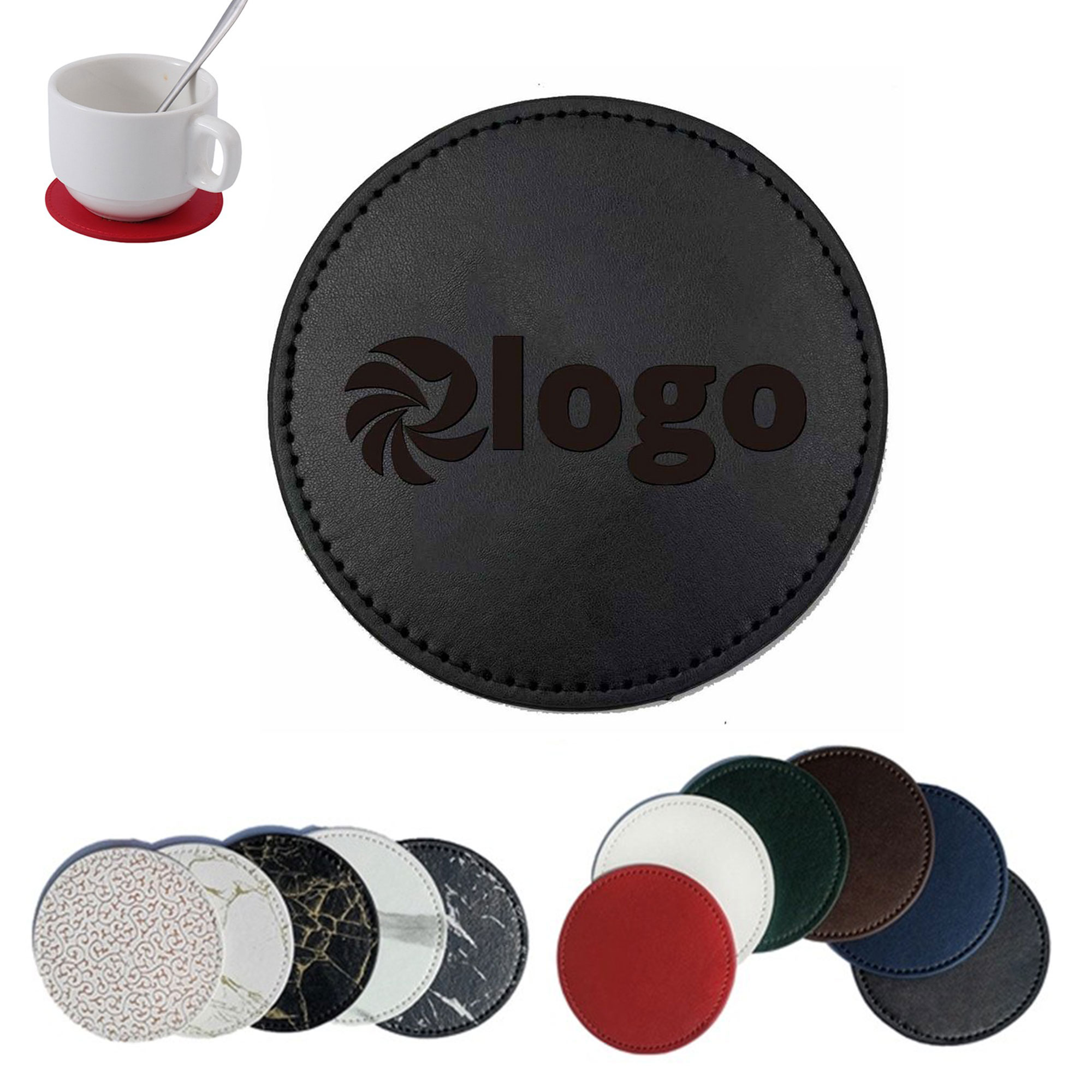 PU Leather Round Coaster Heat Insulation Mat 7