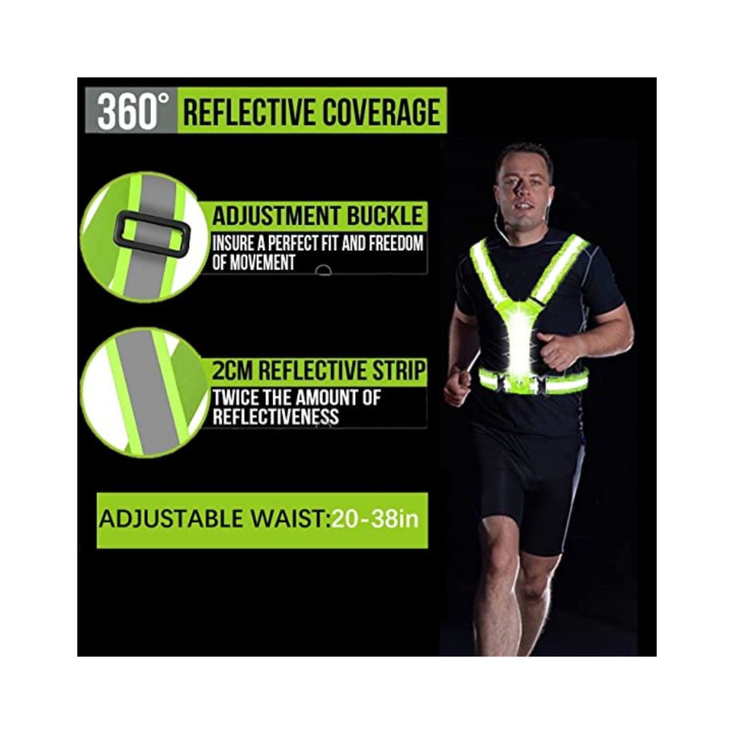 LED Adjustable Reflective Tape Safety Running Cross Belt 4