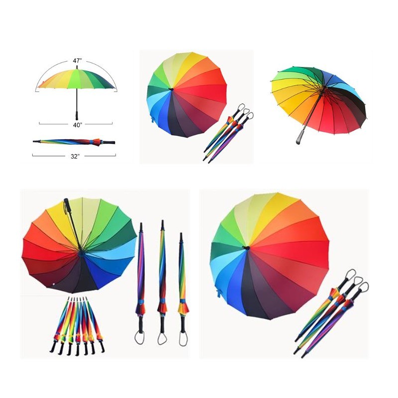 47" Colorful Foldable Metal Plastic Rainbow Umbrella