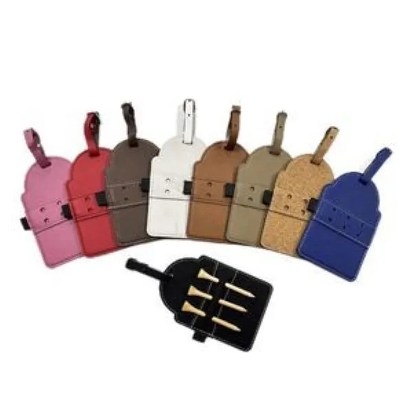 Leather Golf Bag Tag with 3 Tees Set 10