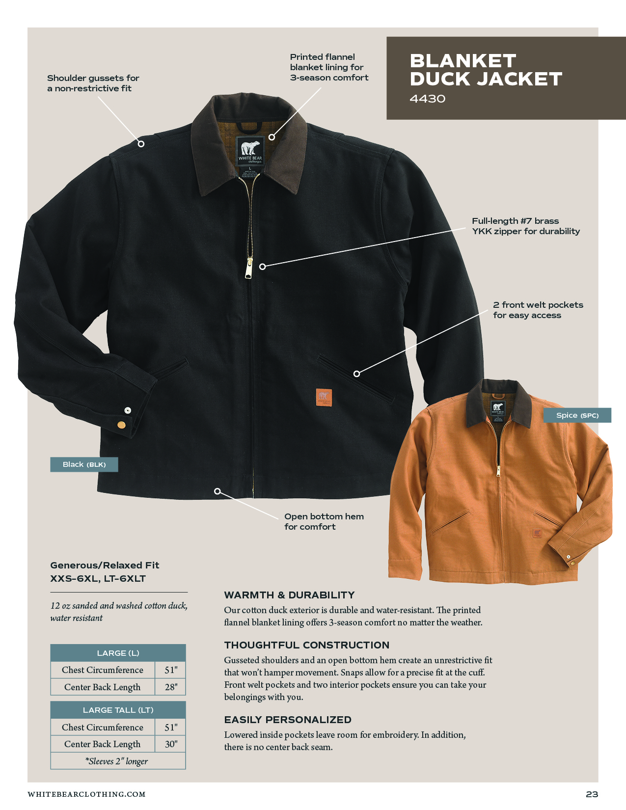 White Bear® Blanket Lined Duck Jacket 2