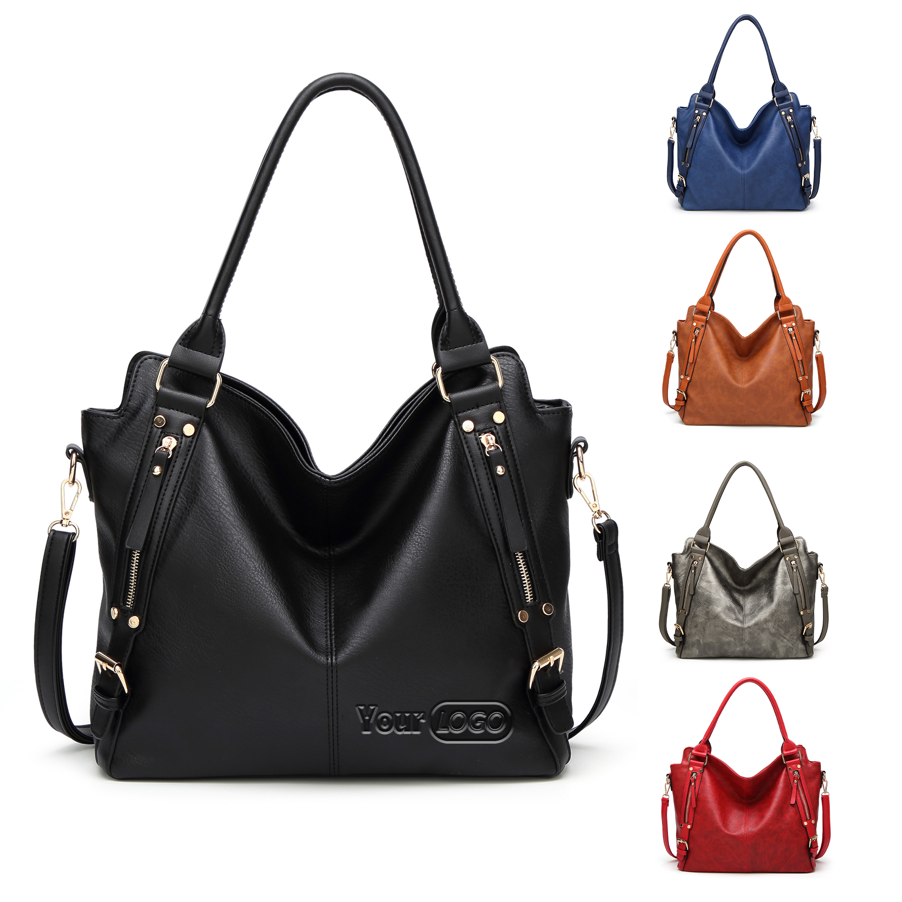 PU Shoulder Tote Bag for Women, custom tote bag with logo imprint 2