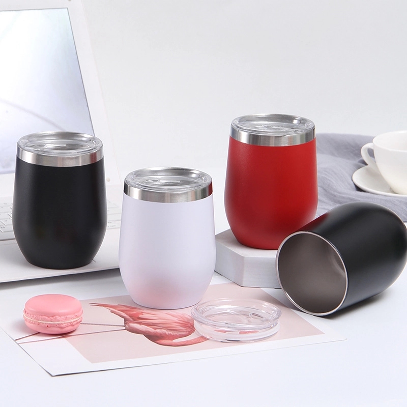 12oz Powder Coated Vacuum Insulated Wine Tumbler With Lid 1
