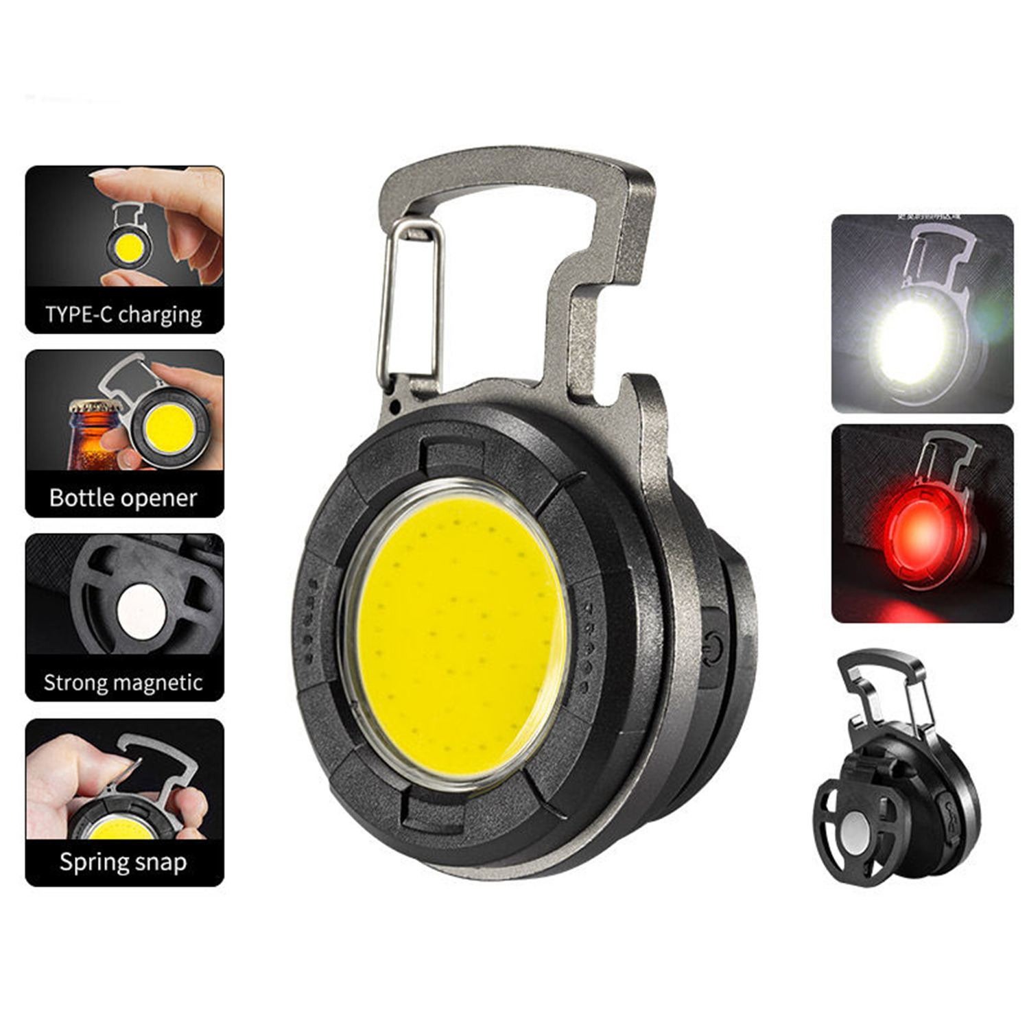 COB Rechargeable Keychain Flashlight with Bottle Opener 6