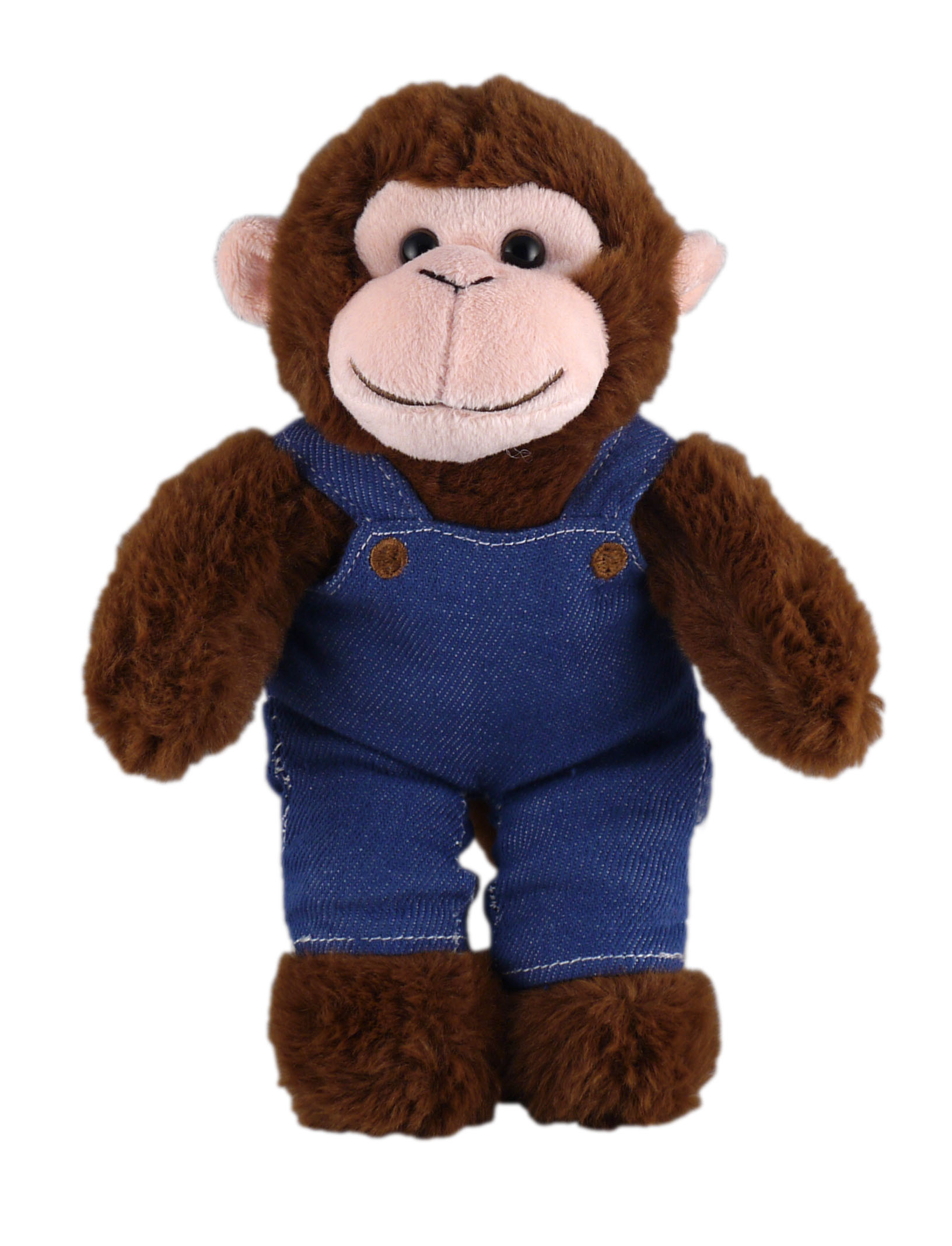 Soft Plush Stuffed Monkey in denim overall.