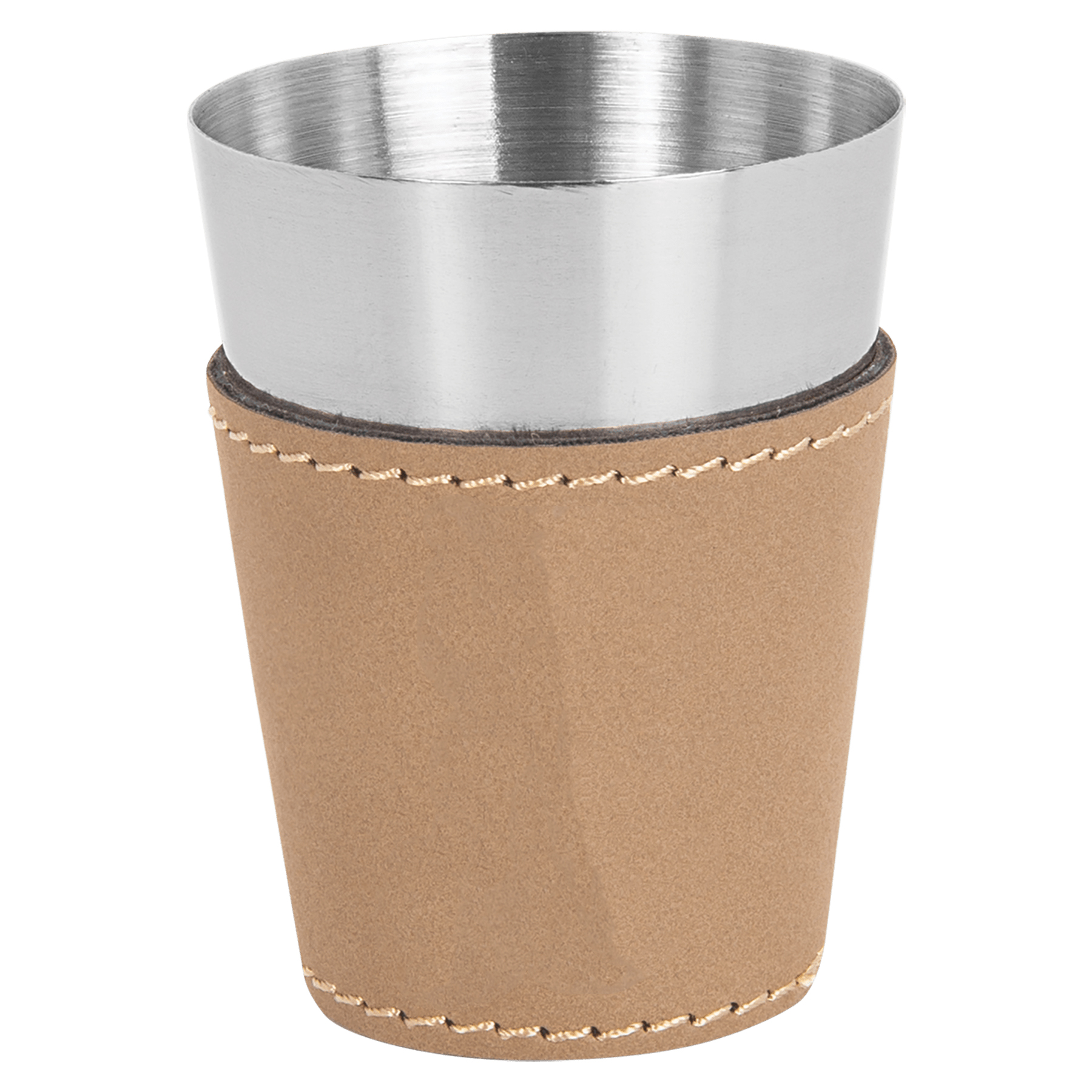 2oz. Light Brown Leatherette & Stainless Steel Shot Glass 3