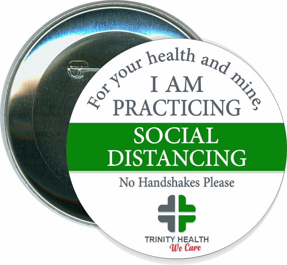 Social Distancing, COVID-19, Coronavirus Button 1