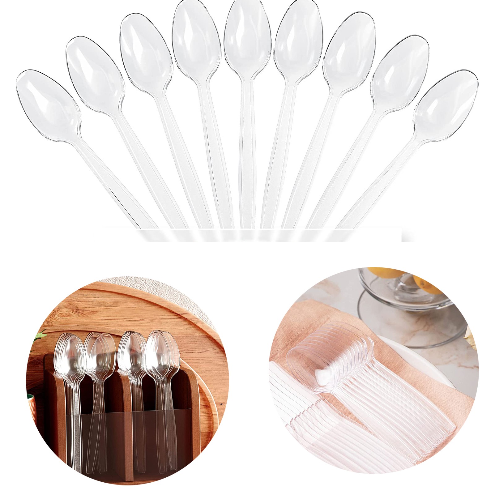 Disposable Heavy Duty Clear Plastic Silverware Spoon Spoon 2