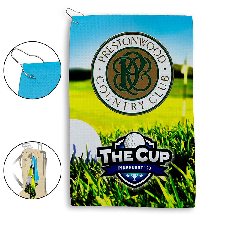 "The Eagle" Full-Color Waffle Weave Golf Towel w/Hook 15