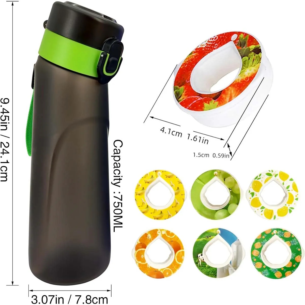 750ML BPA Free Flavour Capsules Air Drinking Water Bottle 4