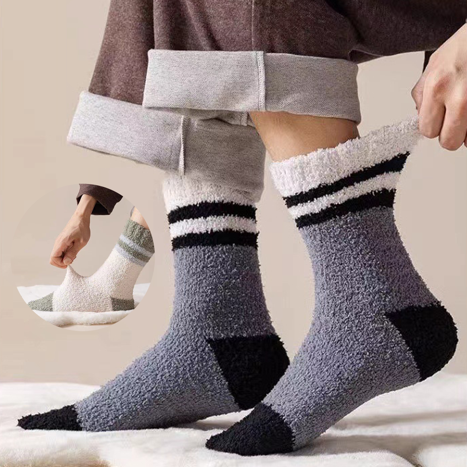 Plush and thick coral velvet socks for warmth 8