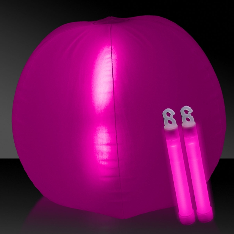 Translucent Pink 24" Inflatable Beach Ball with Glow Stick 5