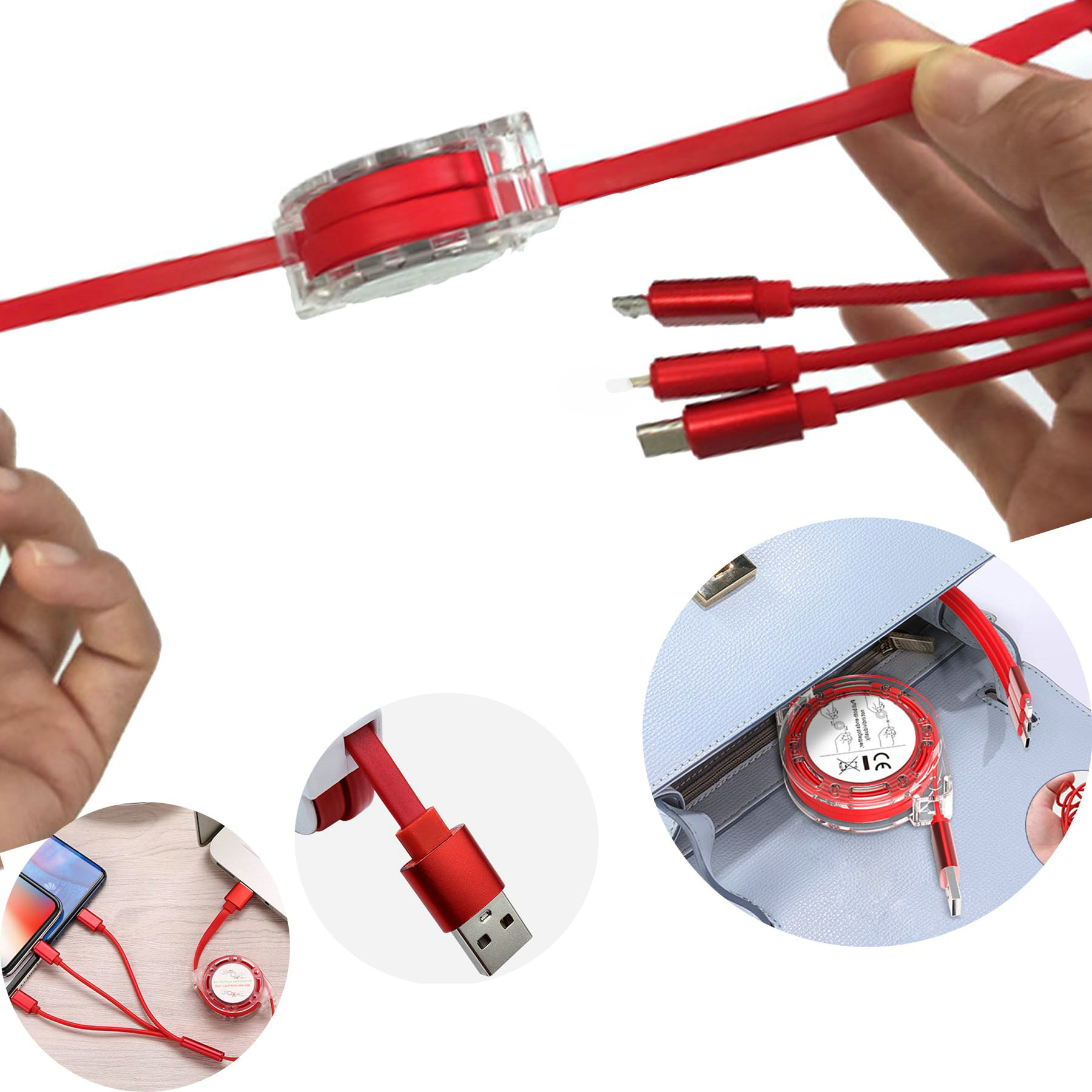 Retractable 3-in-one Phone Charging Cable 3