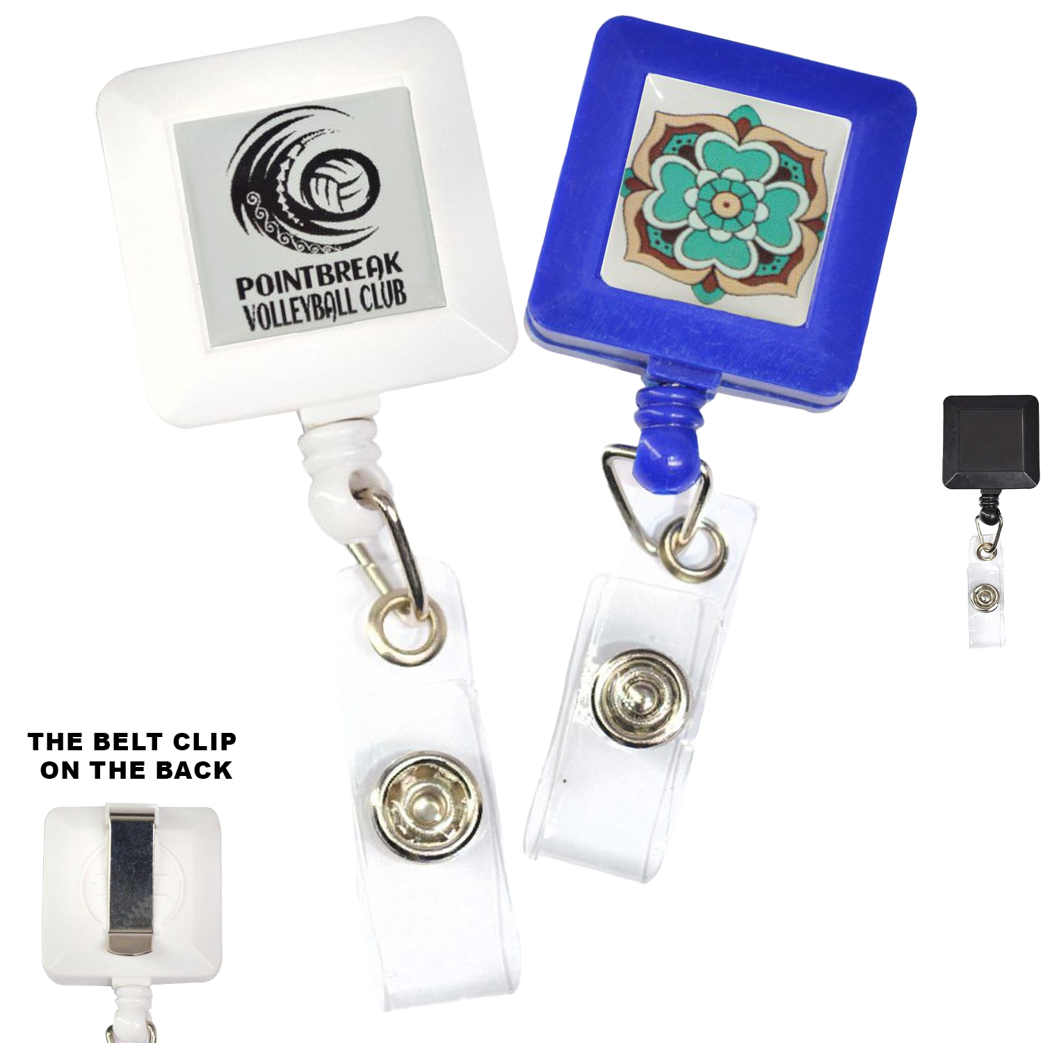 Square Retractable Badge Reel w/ Belt Clip 3