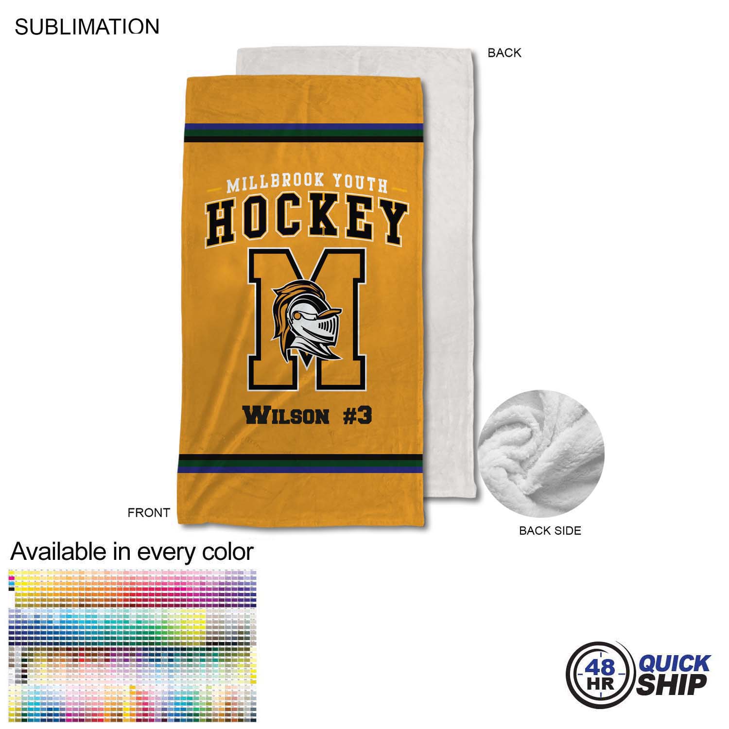 48 Hr Quick Ship - Team Blanket in Plush and cozy Mink Flannel Fleece, 30x60, Stadium size 7
