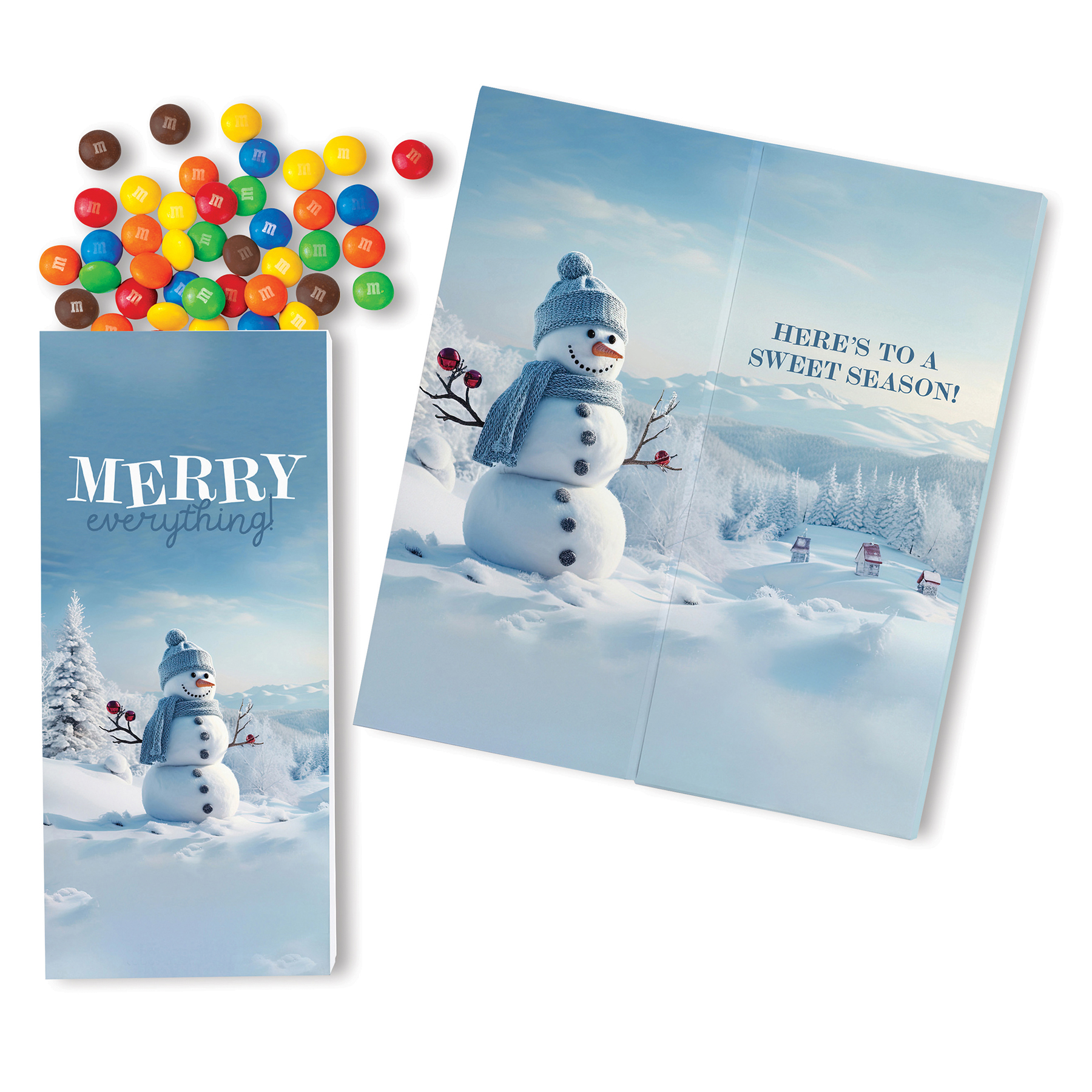 One Color Foil-Stamped Stock Snowman Sweeter Cards with Candy Coated Chocolate Bitz 2