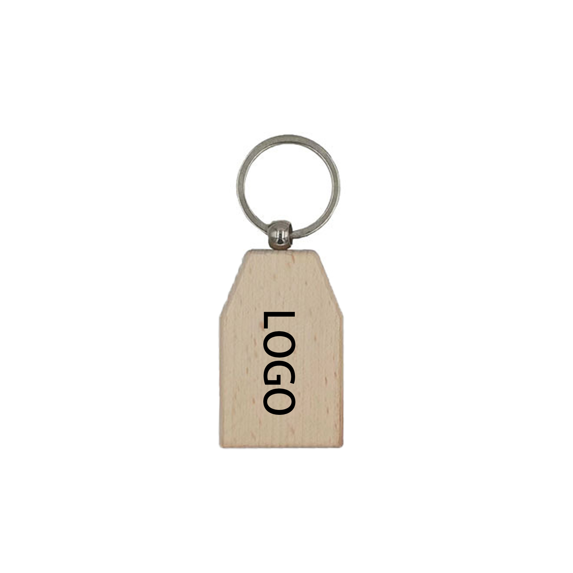 Trapezoidal wooden key chain 1