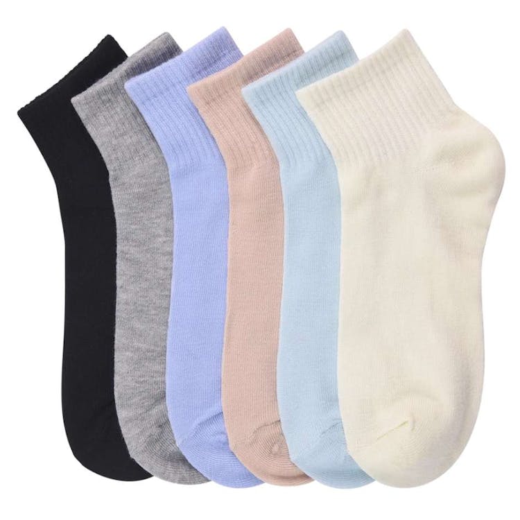 Womens' Spandex Quarter Rib Socks Assorted Colors 1