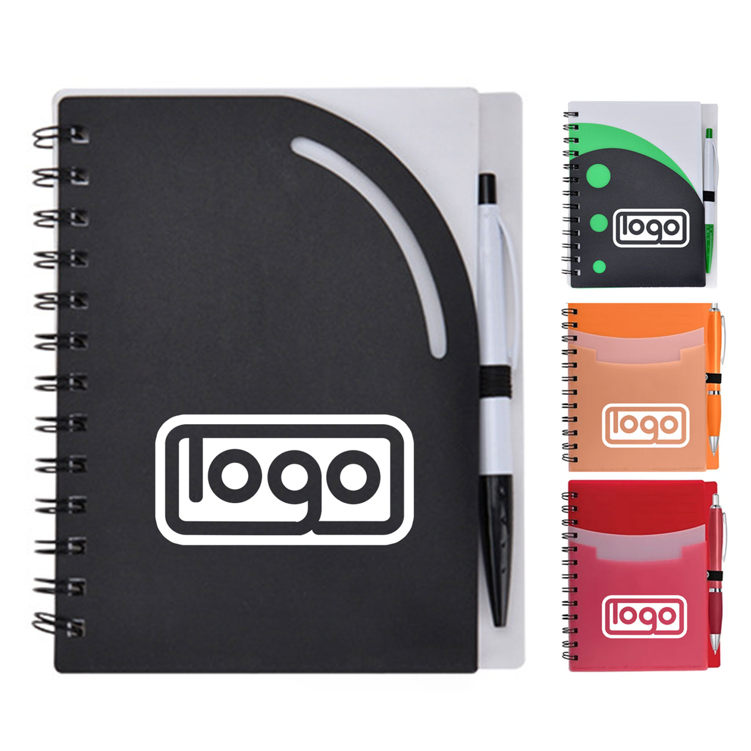 Tri-Pocket PP Coil Notebook with Satin Pen - Lined Pages 1